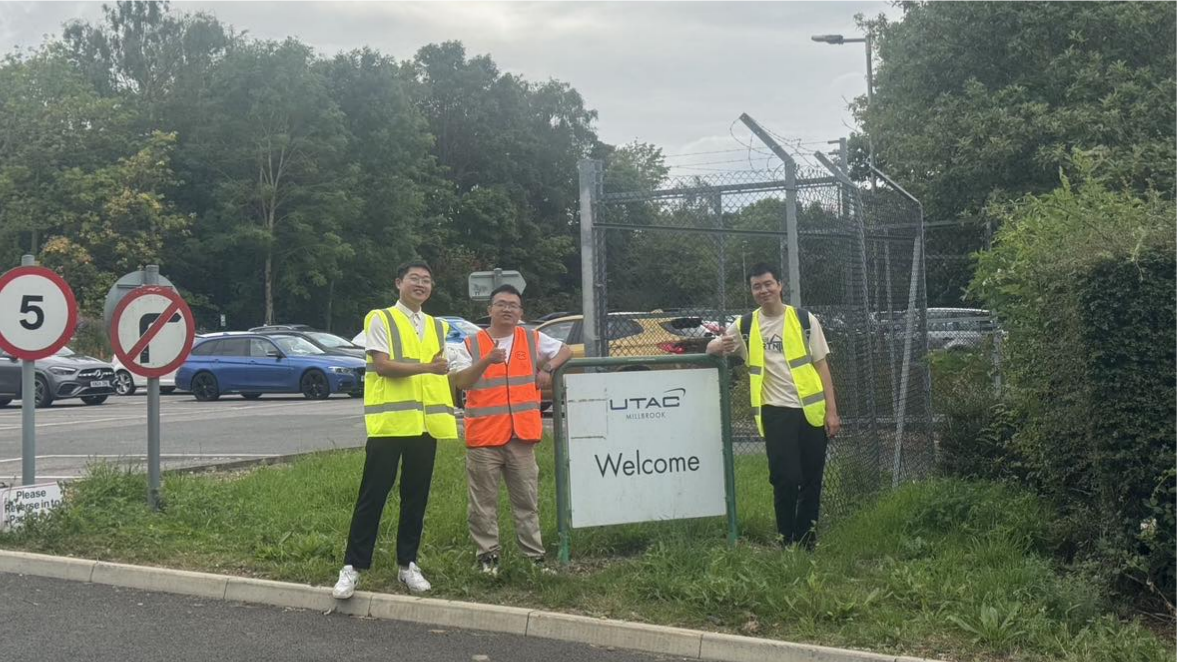 Streamax engineering team on site in the UK during AEBS certification testing under the TfL regulatory framework.